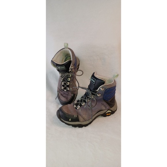 Ahnu Montara Hiking Boots Womens 5.5 Waterproof Leather Blue Gray Vibram Outsole - Picture 2 of 11